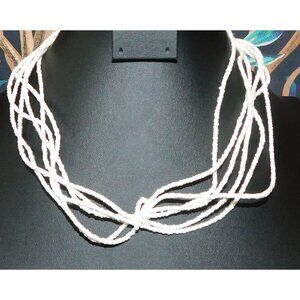 Wiggly White Multilayer Glass Beaded Necklace